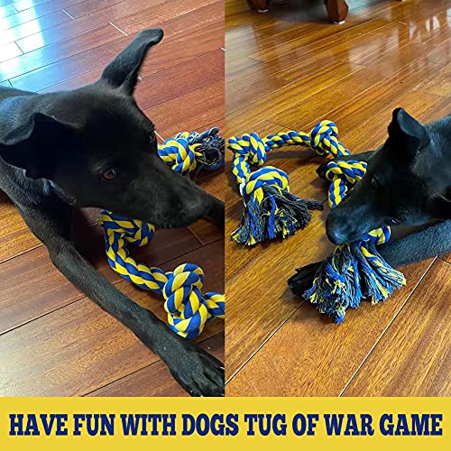 Cuerda de juguete para perros, indestructible, de nudo de algodón con 5 nudos para razas de perros grandes.