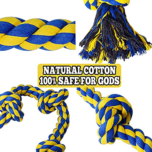 Cuerda de juguete para perros, indestructible, de nudo de algodón con 5 nudos para razas de perros grandes.