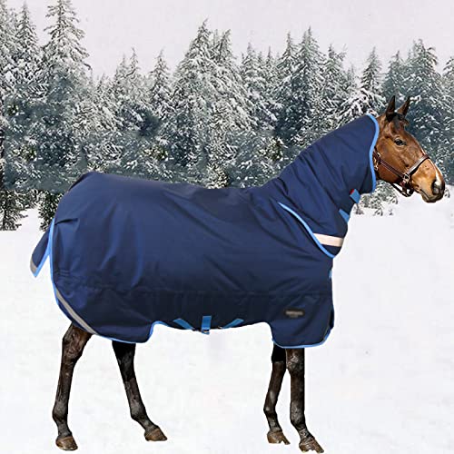 Cugzue Mantas para Caballos para Invierno, Impermeables, 1200d Oxford, Resistente a La Tela, Manta De Invierno para Caballos, Desmontable, De Doble Propósito, Mantener Caliente,155 Cm