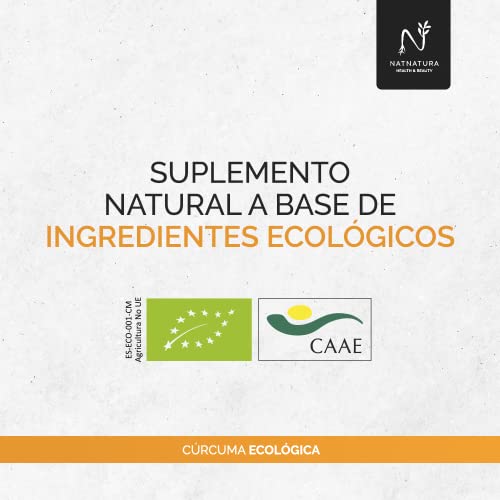 Cúrcuma Ecológica + Jengibre ECO + Pimienta negra ECO. Potente antioxidante y antiinflamatorio natural. 120 cápsulas vegetales. Natnatura Health & Beauty