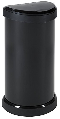 Curver One Touch 176455- Recipiente de plástic, 40 L, color negro con efecto metálico