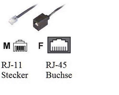 Dadusto 3 adaptadores reductores eléctricos de RJ11 (6p4c) a RJ45 (8p4c), cable de 4 hilos, plano y negro, 0,15 m
