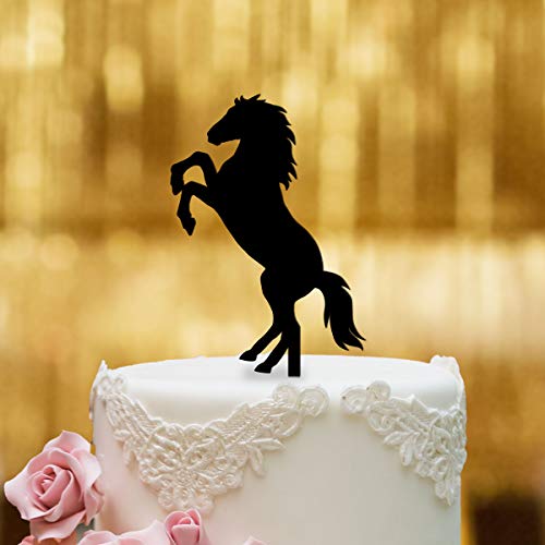 Dankeskarte.com Decoración para tartas, diseño de caballo – cristal acrílico negro – Decoración para tartas, decoración para tartas, decoración para tartas, tarta de cumpleaños, tarta de cumpleaños