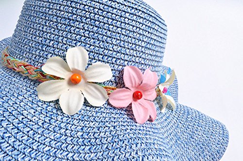 Da.Wa - Sombrero de verano para niñas, diseño floral, sombrero de paja tejida, sombrero de paja para niños, playa