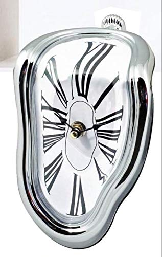 DECOHOUSE Reloj de Mesa Estante Decorativo diseño Dali, Oficina hogar Plateado Blanco