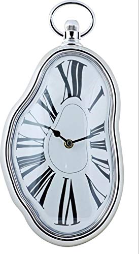 DECOHOUSE Reloj Pared Decorativo Original Dali, Oficina hogar Plateado Blanco