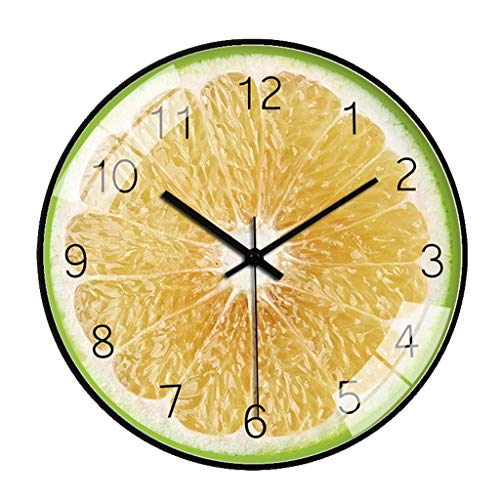 Decoración del hogar-QFF Relojes restaurante, patrón de la fruta del reloj de pared Arte de la historieta de Deco del reloj de la fruta tienda de moda reloj de pared simple reloj de silencio Uso famil