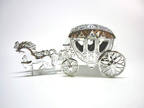 Decoración para tarta para decoración ocasión boda aniversario cumpleaños – caballo y carruaje – plata