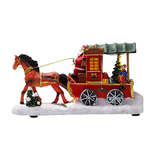 deendeng Decoraciones de Navidad - Figuras de resina de Navidad dibujadas por caballos de carruaje iluminadas para fiesta de Navidad, hogar, boda, sala de estar