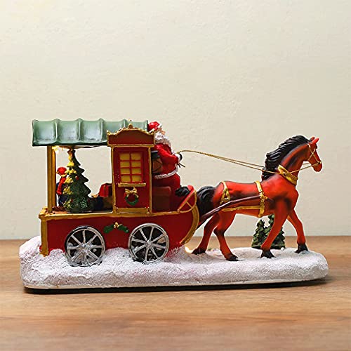 deendeng Decoraciones de Navidad - Figuras de resina de Navidad dibujadas por caballos de carruaje iluminadas para fiesta de Navidad, hogar, boda, sala de estar