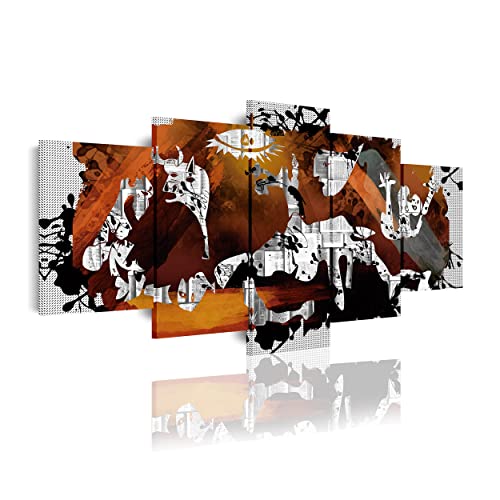 DekoArte 428 - Cuadros Modernos Impresión de Imagen Artística Digitalizada | Lienzo Decorativo Para Tu Salón o Dormitorio | Estilo Abstractos Arte Picasso Guernica | 5 Piezas 200 x 100 cm XXL