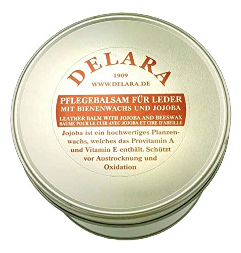 DELARA Bálsamo para Cuero con yoyoba y Cera de Abejas y fragracia a Vainilla. En Cubos de 500 ml, Color: incoloro - Made in Germany