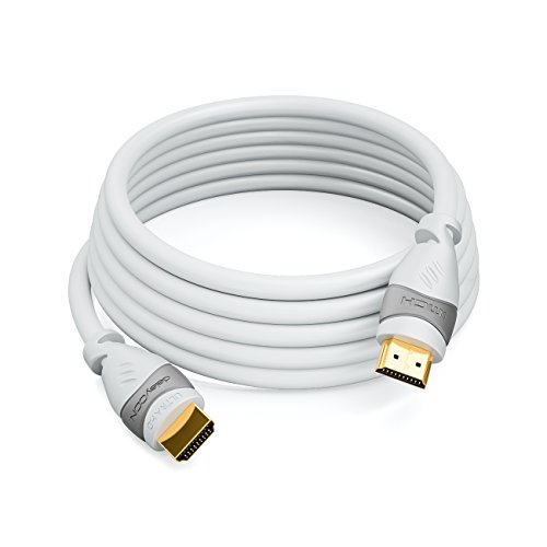 deleyCON 6m Cable HDMI - Compatible con HDMI 2.0a/b/1.4a UHD Ultra HD 4K HDR 3D 1080p 2160p ARC TV LED Proyector PC OLED - Blanco Gris