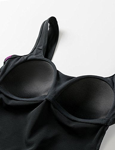 DELIMIRA - Traje de Baño Copas con Relleno Bañador Tallas Grandes para Mujer Negro 52