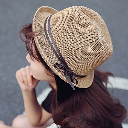 Demarkt Sombrero de paja para el sol, sombrero de pescador, sombrero de verano, gorra de jazz, color negro caqui M