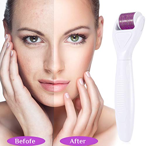 Dermaroller, Winpok 6 en 1 Derma Roller, Derma roller, Ideal para tratar cara, Anti-Edad, Antiarrugas, rodillo facial, por Ojos, Cara, Cuerpo (morado)