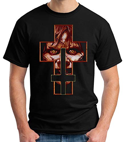 Desconocido 35mm - Camiseta Hombre El Exorcista Cruz - Ref 2 - The Exorcist - Terror - Negro - Talla m