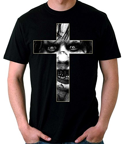 Desconocido 35mm - Camiseta Hombre The Exorcist- El Exorcista Cruz - Terror - Negro - Talla l