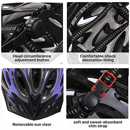 Deyiis Casco de bicicleta, Montaña Casco de Bicicleta para Adultos Ajustable con Visera Desmontable para Bicicleta MTB City Specialized Casco de Bicicleta Todoterreno para Hombres y Mujeres Lila