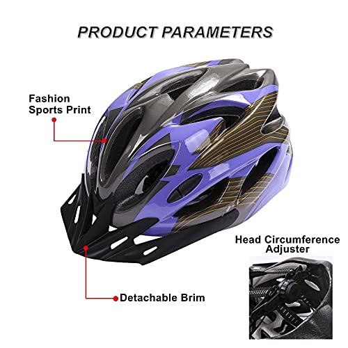 Deyiis Casco de bicicleta, Montaña Casco de Bicicleta para Adultos Ajustable con Visera Desmontable para Bicicleta MTB City Specialized Casco de Bicicleta Todoterreno para Hombres y Mujeres Lila