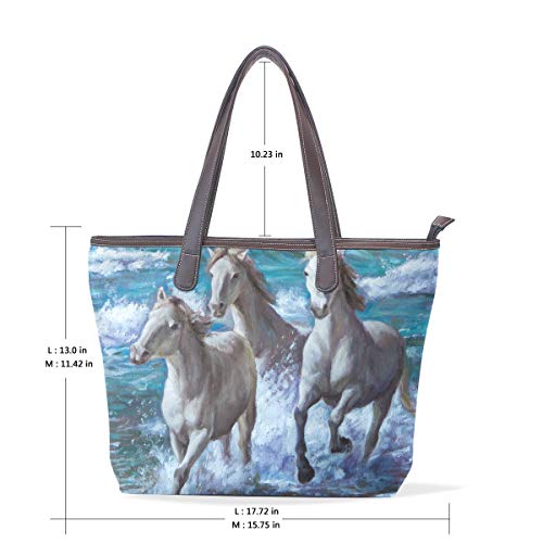 DEZIRO Bolsa de hombro con patrón de caballos pintada al óleo por el mar para uso diario, color, talla Medium