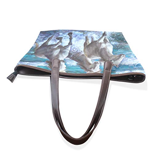 DEZIRO Bolsa de hombro con patrón de caballos pintada al óleo por el mar para uso diario, color, talla Medium