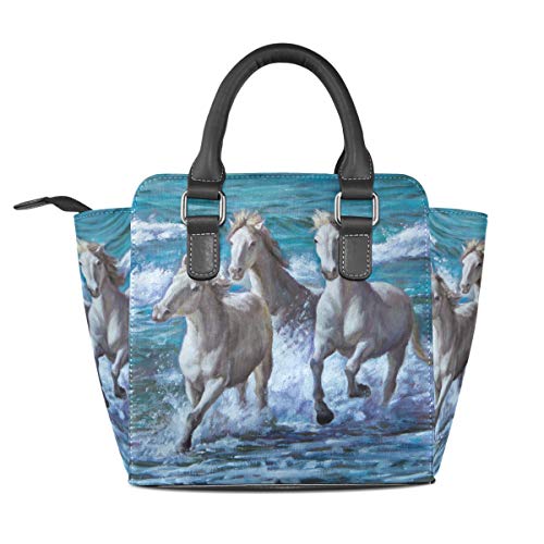 DEZIRO - Bolsa de mano con diseño de caballos pintados al óleo