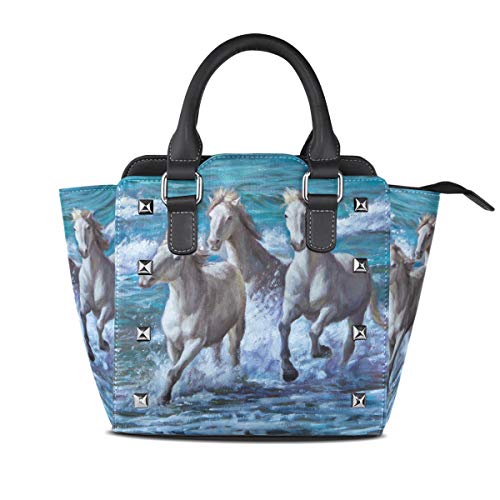DEZIRO - Bolsa de mano con diseño de caballos pintados al óleo