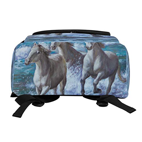 DEZIRO - Mochila de Viaje con diseño de Caballos Pintados al óleo (48 x 35 x 18 cm)