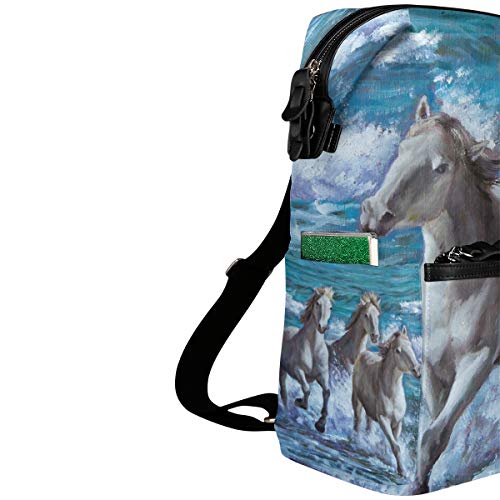 DEZIRO - Mochila de Viaje con diseño de Caballos pintando al óleo por el mar