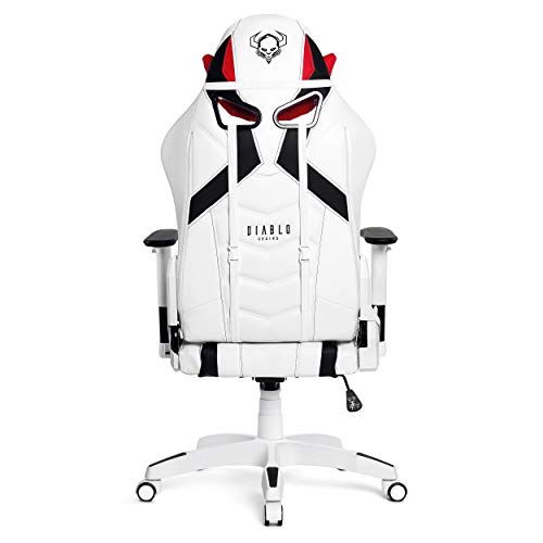 Diablo X-Ray Gaming Silla de Oficina Silla Gamer Apoyabrazos 4D Diseño Ergonomico HQ Cuero Sintético Perforación Función de Inclinación Blanco-Negro King (XL)