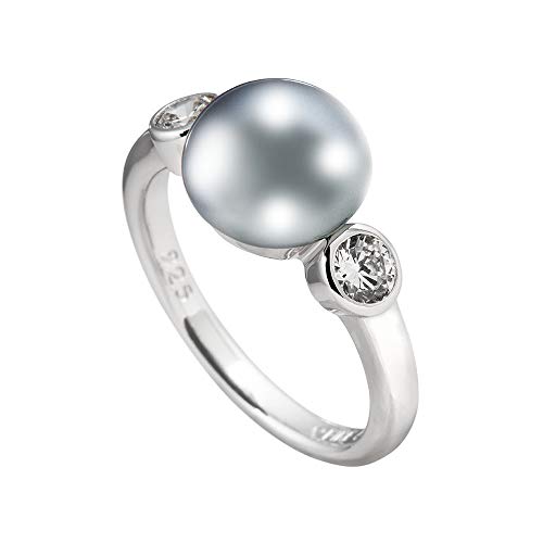 Diamonfire Mujer-Ring Pearls 925 Plata rodiada con circonita Corte Brillante Blanco y Gris 61/1319/1/112