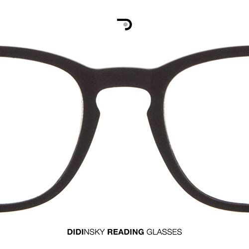 DIDINSKY Gafas de Presbicia con Filtro Anti Luz Azul para Ordenador. Gafas Graduadas de Lectura para Hombre y Mujer con Cristales Anti-reflejantes. Graphite +1.0 – TATE