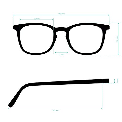 DIDINSKY Gafas de Presbicia con Filtro Anti Luz Azul para Ordenador. Gafas Graduadas de Lectura para Hombre y Mujer con Cristales Anti-reflejantes. Graphite +1.0 – TATE