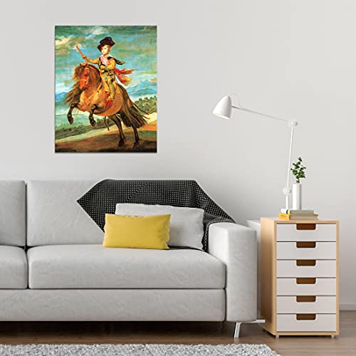 Digitalpix Artenòr Quadro Velázquez Diego Il Principe Baltasar Carlos a Cavallo 1635 - Stampa su Tela Canvas Intelaiata - 98 x 121 cm