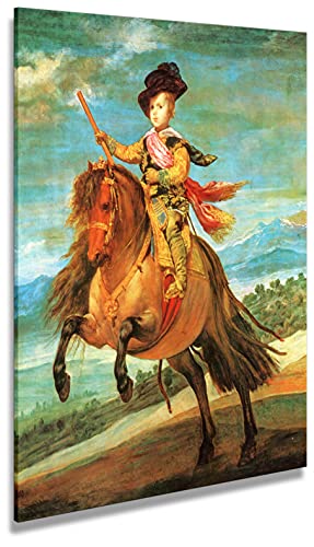 Digitalpix Artenòr Quadro Velázquez Diego Il Principe Baltasar Carlos a Cavallo 1635 - Stampa su Tela Canvas Intelaiata - 98 x 121 cm