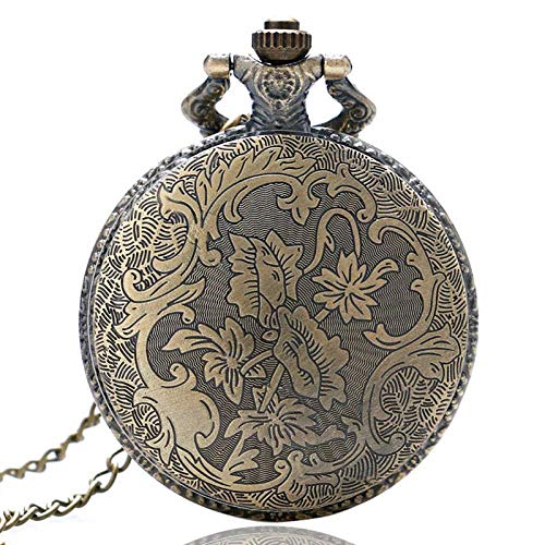 DIHAO Reloj de Bolsillo Bronce Antiguo Reloj de Bolsillo con Espalda de Caballo Reloj de Bolsillo de Cuarzo