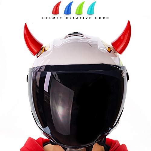 DINGZHAO - 4 piezas para casco de cuernos de diablo con ventosa (casco no incluido), para motocross Off Road Casco, decoración de casco de plástico, accesorios de cuerno de goma (negro y rosa oscuro)