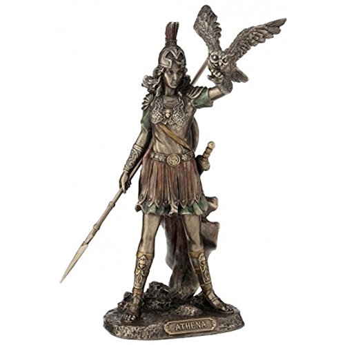 Diosa Atenea con una lechuza y portando una lanza