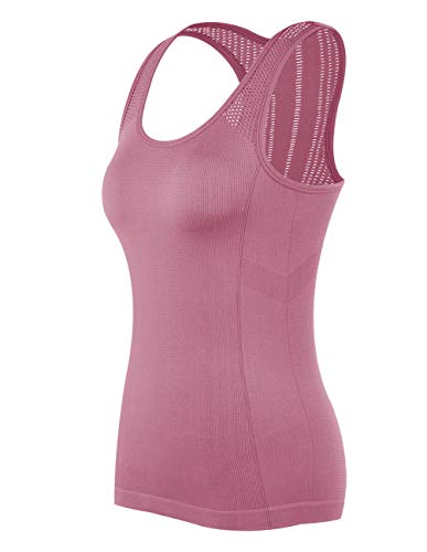 Disbest Playera de Yoga para Mujer, Lindas Camisetas de Entrenamiento con Espalda Cruzada, Corte láser, Camisas Deportivas - Granate - Medium