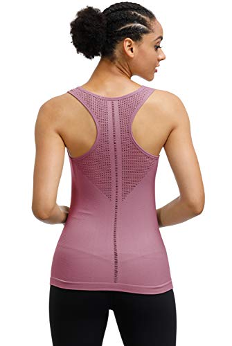 Disbest Playera de Yoga para Mujer, Lindas Camisetas de Entrenamiento con Espalda Cruzada, Corte láser, Camisas Deportivas - Granate - Medium