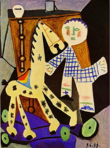 DIY 5D diamante pintura mosaico Pablo Picasso-Claude y su Hobby caballo punto de cruz dibujo bordado redondo completo taladro arte decoración regalo 40x50cm