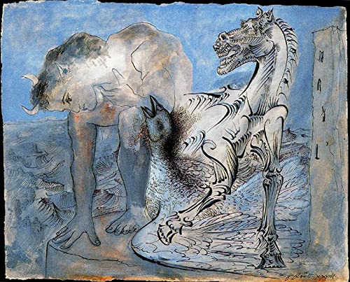 DIY 5D pintura de diamante Pablo Picasso Fauno, caballo y pájaro bordado punto de cruz diamantes de imitación taladro redondo completo mosaico arte decoración 40x50cm