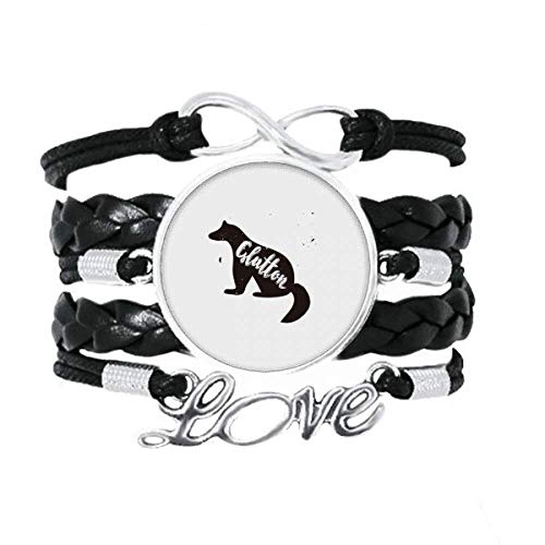 DIYthinker Glotón Sketch Sombra Animal Blanco y Negro Pulsera de Amor Adorno de Cuero Torcido Hilo de muñeca