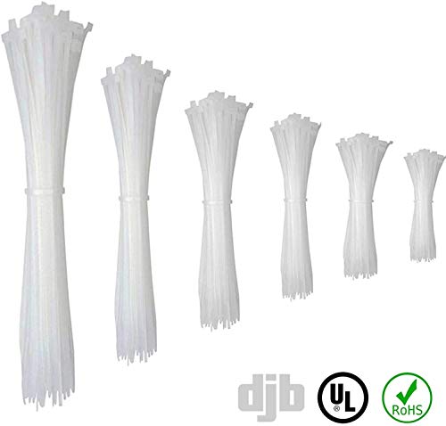 djb - Bridas profesionales de alta calidad, color blanco natural, juego de 600 unidades, calidad industrial, surtido 80/100/130/160/200/300 mm