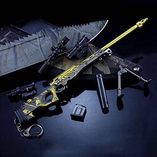 DJIEYU 1/4 Escala Militar Militar Miniatura Magnum AWM AWP Rifle de francotirador pistolas de metal modelo pistola figura accesorios de juguete llavero Die Cast Decoración Juguetes