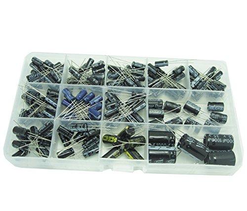 DollaTek Condensadores 13 Valores Total 200 PCS 0.47uF a 1000uF Capacitadores Electrolíticos Kit de Surtido