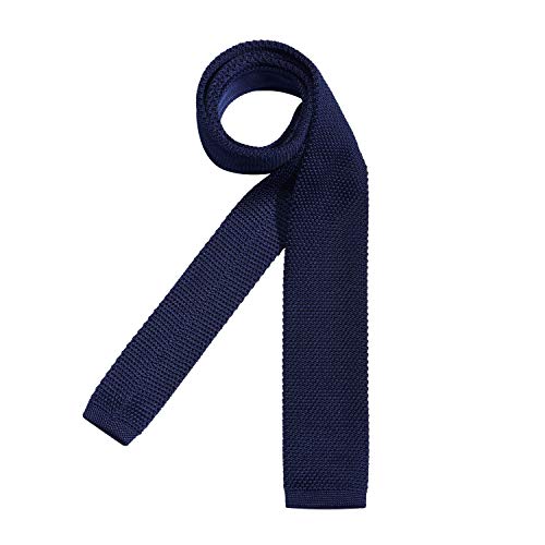 DonDon corbata de punto estrecha de color azul oscuro 5cm