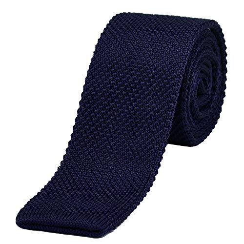 DonDon corbata de punto estrecha de color azul oscuro 5cm