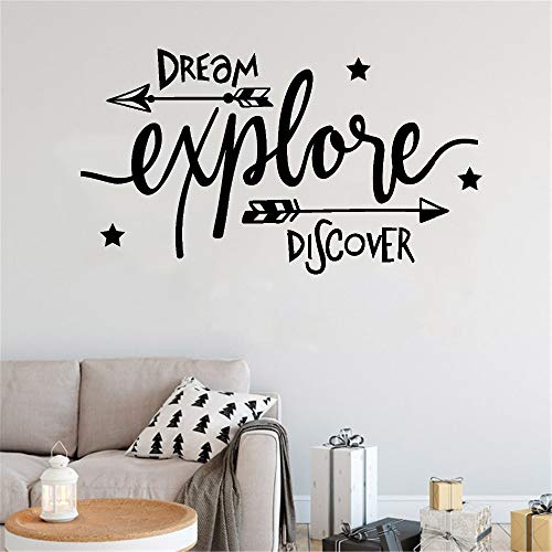 Dream Explore Discover Adventure Kids Quote Etiqueta de la pared Calcomanía extraíble Nursery Art Mural Decoración del hogar A8 42x74cm